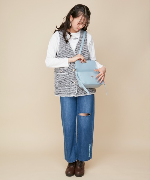 JENNI（ジェニィ）の「ハート金具ショルダー（ショルダーバッグ・キッズ・オフホワイト/サックスブルー/ブラック・F）」の10枚目の写真