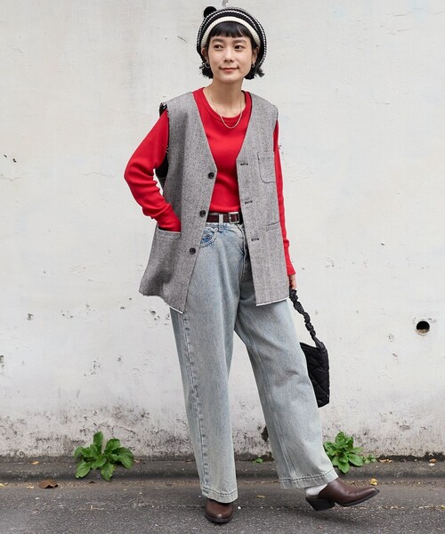 FREAK'S STORE(フリークスストア)の「ツイードベスト(ベスト・レディース・ブラック/ブラウン・フリ-)」の3枚目の写真