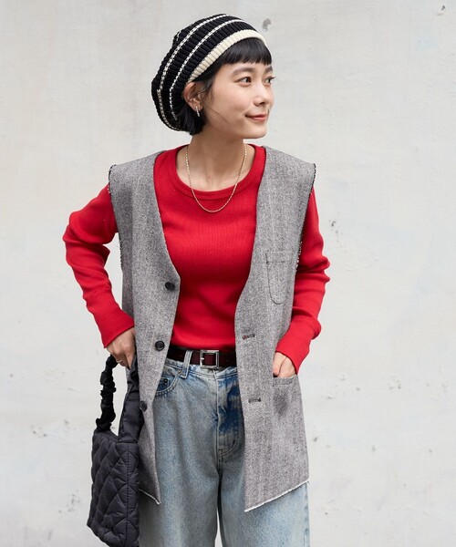 FREAK'S STORE(フリークスストア)の「ツイードベスト(ベスト・レディース・ブラック/ブラウン・フリ-)」の6枚目の写真