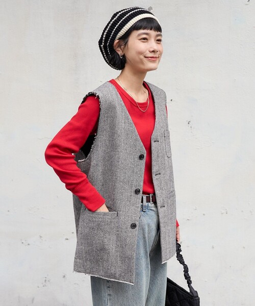 FREAK'S STORE(フリークスストア)の「ツイードベスト(ベスト・レディース・ブラック/ブラウン・フリ-)」の7枚目の写真