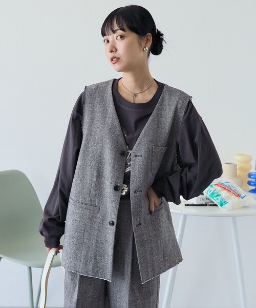 FREAK'S STORE(フリークスストア)の「ツイードベスト(ベスト・レディース・ブラック/ブラウン・フリ-)」の10枚目の写真