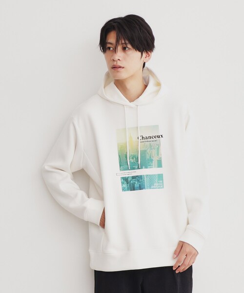 THE SHOP TK （ザ ショップ ティーケー ）の「◆プリントダンボールパーカー ビッグシルエット／ユニセックス（パーカー・メンズ・オフホワイト/ホワイト系3/チャコールグレー/レンガ/モスグリーン/ベージュ・02/03/04）」の3枚目の写真