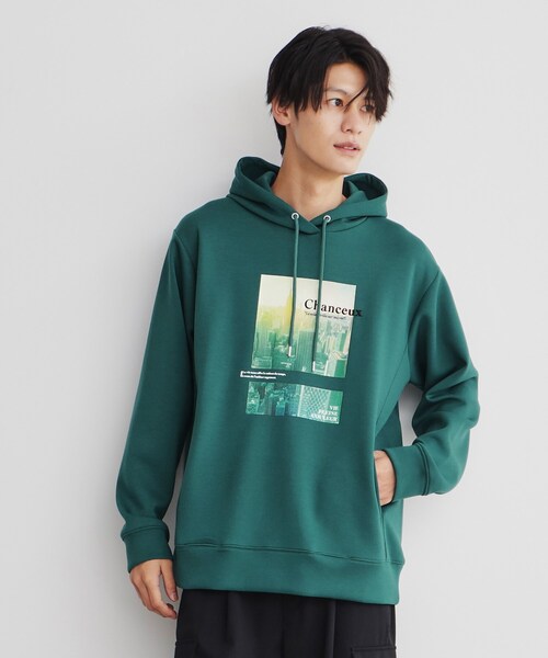 THE SHOP TK （ザ ショップ ティーケー ）の「◆プリントダンボールパーカー ビッグシルエット／ユニセックス（パーカー・メンズ・オフホワイト/ホワイト系3/チャコールグレー/レンガ/モスグリーン/ベージュ・02/03/04）」の6枚目の写真