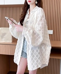 ハートジャガードシャツカーディガン春夏秋