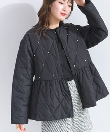 PICCIN | 【WEB限定】パール付きペプラムキルトジャケット(ノーカラーコート)