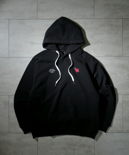 Anytime Songs（エニータイムソングス）の「message embroidery sweat hoodie/メッセージ刺繍 スウェット フーディ パーカー（パーカー・メンズ・ホワイト/チャコールグレー/ブラック・M/L/XL）」の3枚目の写真