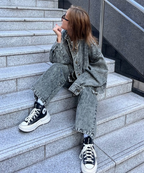 HTH(エイチティーエイチ)の「vintage denim blouson(ブルゾン・レディース・グレー/ダークインディゴブルー/ブラウン・フリー)」の3枚目の写真