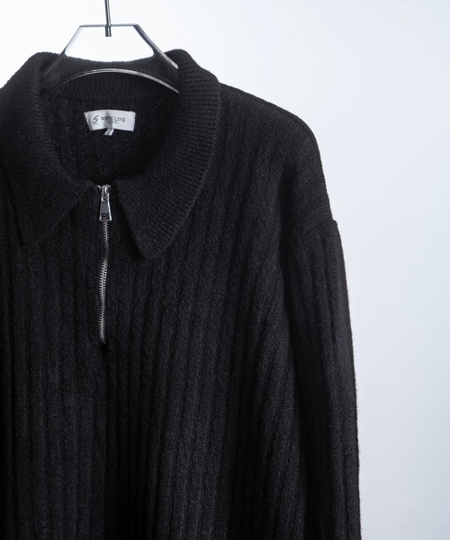 ZIP FIVE -White Line-（ジップファイブホワイトライン）の「【White Line】 コンパクト ハーフジップ ニット / 短丈 ニット（ニット/セーター・メンズ・オレンジ/オフホワイト/グレー/グレイッシュベージュ/オリーブ/ブラック・MEDIUM/LARGE/X-LARGE）」の8枚目の写真