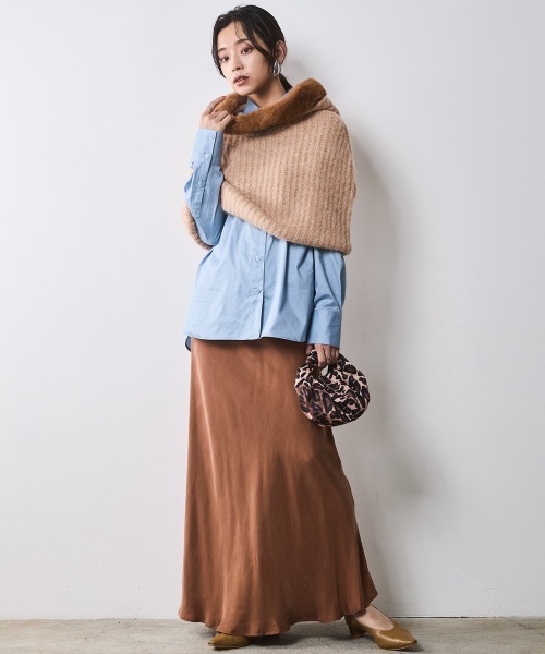 CHIC STYLE(シックスタイル)の「綿100%ネクタイ付シャツ <大きいサイズ有>シックスタイル (シャツ/ブラウス・レディース・ブルー/サーモンピンク・3L/LL/L/M/5L/4L)」の9枚目の写真