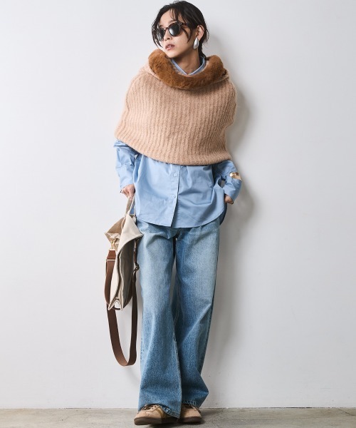 CHIC STYLE(シックスタイル)の「綿100%ネクタイ付シャツ <大きいサイズ有>シックスタイル (シャツ/ブラウス・レディース・ブルー/サーモンピンク・3L/LL/L/M/5L/4L)」の11枚目の写真