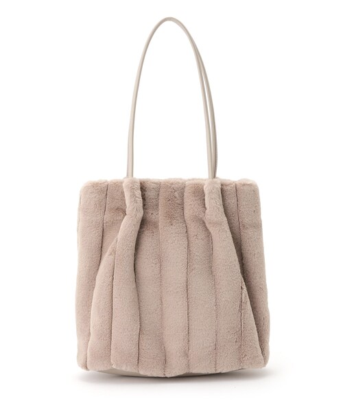 OPAQUE.CLIP（オペークドットクリップ）の「◆【A4サイズ対応/マチ付き】ストライプフェイクファートートバッグ（ショルダーバッグ・レディース・ベージュ/グレー/アイボリー/ブラック/ブラウン系・00）」の11枚目の写真