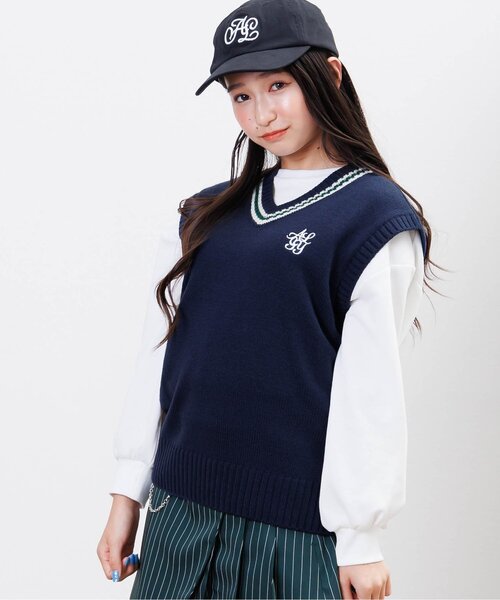 algy（アルジー）の「【セレモニー対応】ニットベスト（ベスト・キッズ・ネイビー/ベージュ・SMALL/MEDIUM/X-SMALL/XX-SMALL）」の2枚目の写真