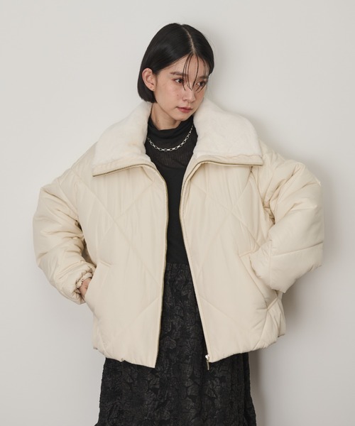 Shelly island(シェリーアイランド)の「ダイヤキルトショートコート(その他アウター・レディース・ホワイト/ブラック・M)」の7枚目の写真