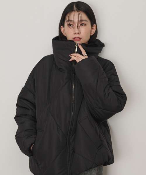 Shelly island(シェリーアイランド)の「ダイヤキルトショートコート(その他アウター・レディース・ホワイト/ブラック・M)」の8枚目の写真