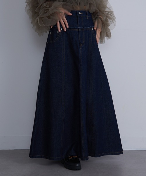 【セール】【MAISON BREEZE】デニム切替えフレアスカート DTK（デニムスカート）｜MAISON BREEZE（メゾンブリーズ）
