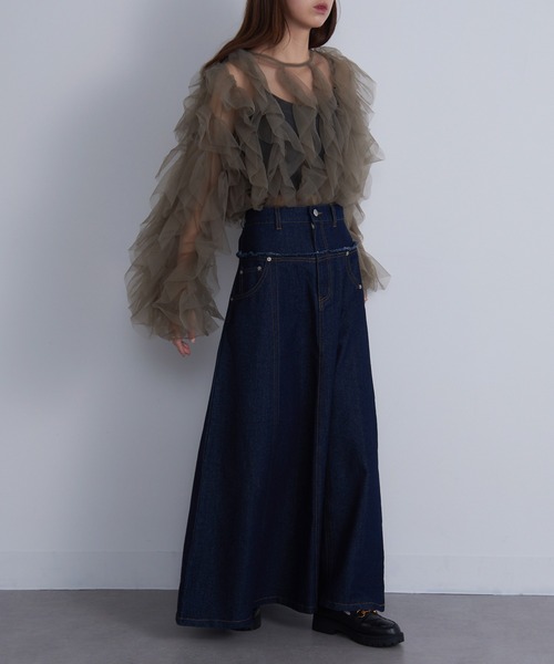 【セール】【MAISON BREEZE】デニム切替えフレアスカート DTK（デニムスカート）｜MAISON BREEZE（メゾンブリーズ）