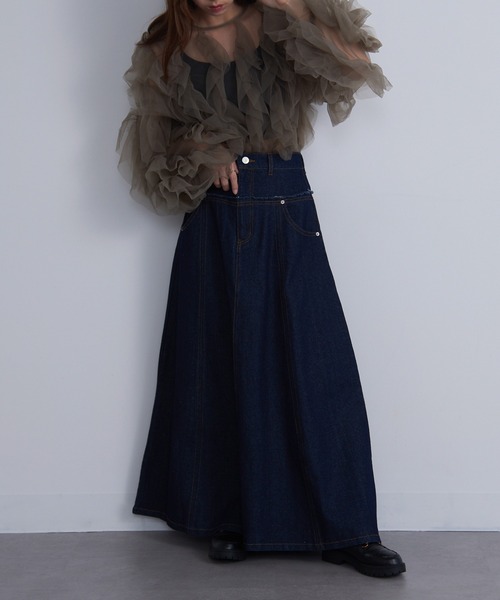 【セール】【MAISON BREEZE】デニム切替えフレアスカート DTK（デニムスカート）｜MAISON BREEZE（メゾンブリーズ）