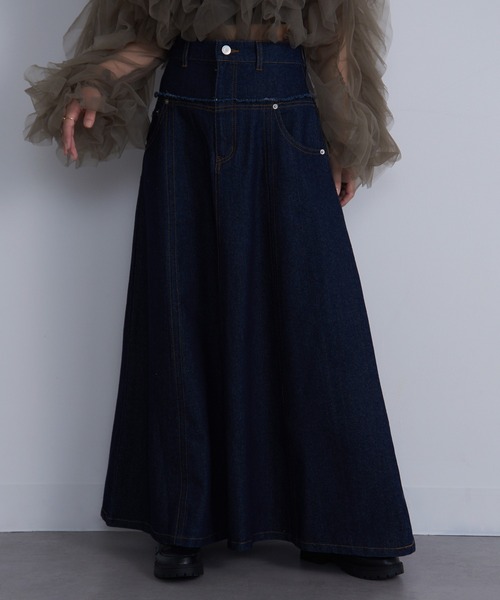 【セール】【MAISON BREEZE】デニム切替えフレアスカート DTK（デニムスカート）｜MAISON BREEZE（メゾンブリーズ）