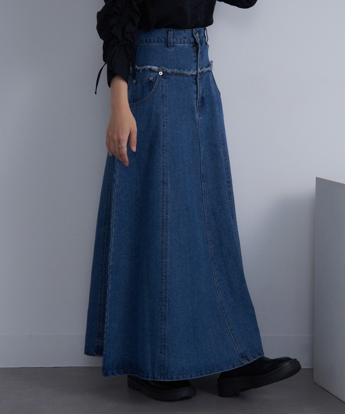 【セール】【MAISON BREEZE】デニム切替えフレアスカート DTK（デニムスカート）｜MAISON BREEZE（メゾンブリーズ）