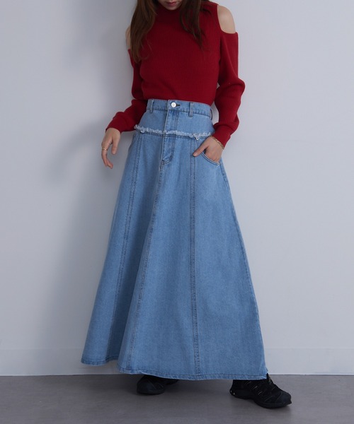 【セール】【MAISON BREEZE】デニム切替えフレアスカート DTK（デニムスカート）｜MAISON BREEZE（メゾンブリーズ）