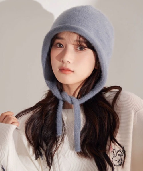 TONE SELECT GOODS（トーンセレクトグッズ）の「【urge select】シャギー フライト ニットキャップ【10色展開】（ニットキャップ/ビーニー・レディース・ブルー/チャコール/ベビーピンク/ライトブルー/ブラック/アイボリー/レッド/グリーン/ブラウン/ホワイト・FREE）」の8枚目の写真