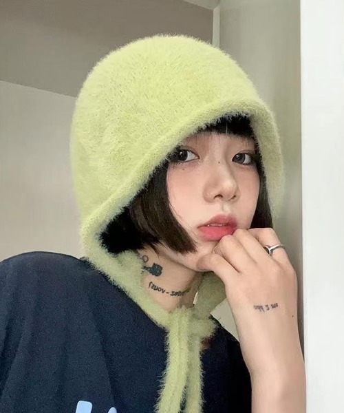 TONE SELECT GOODS（トーンセレクトグッズ）の「【urge select】シャギー フライト ニットキャップ【10色展開】（ニットキャップ/ビーニー・レディース・ブルー/チャコール/ベビーピンク/ライトブルー/ブラック/アイボリー/レッド/グリーン/ブラウン/ホワイト・FREE）」の6枚目の写真