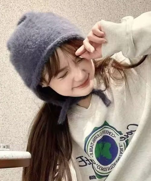 TONE SELECT GOODS（トーンセレクトグッズ）の「【urge select】シャギー フライト ニットキャップ【10色展開】（ニットキャップ/ビーニー・レディース・ブルー/チャコール/ベビーピンク/ライトブルー/ブラック/アイボリー/レッド/グリーン/ブラウン/ホワイト・FREE）」の19枚目の写真