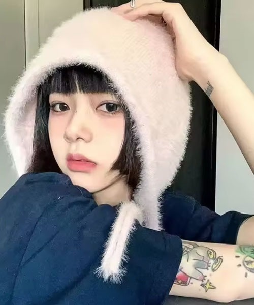 TONE SELECT GOODS（トーンセレクトグッズ）の「【urge select】シャギー フライト ニットキャップ【10色展開】（ニットキャップ/ビーニー・レディース・ブルー/チャコール/ベビーピンク/ライトブルー/ブラック/アイボリー/レッド/グリーン/ブラウン/ホワイト・FREE）」の13枚目の写真