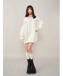 Darich（ダーリッチ）の「オフショルラインニットミニワンピース