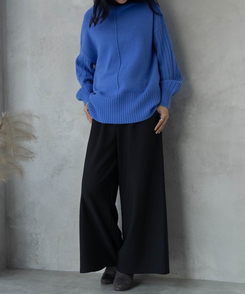 NAVY（ネイビー）の「【ｎAvy】裏側フリース ボンディングワイドテーパードパンツ（その他パンツ・レディース・ブラック/ネイビー/オレンジ/チャコール・M/L）」の5枚目の写真
