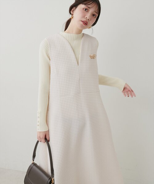 natural couture（ナチュラルクチュール）の「【mamamo】Wzipスクエアキルトカットワンピース（ワンピース・レディース・オフホワイト/チャコールグレー/ブラック・FREE）」の15枚目の写真