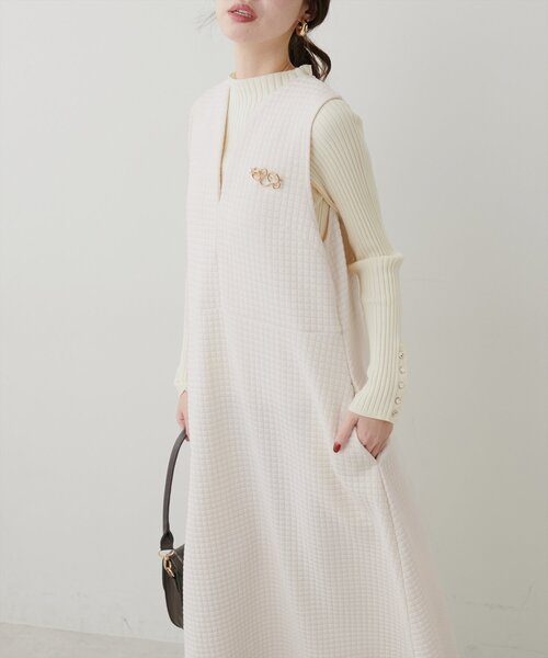 natural couture（ナチュラルクチュール）の「【mamamo】Wzipスクエアキルトカットワンピース（ワンピース・レディース・オフホワイト/チャコールグレー/ブラック・FREE）」の16枚目の写真