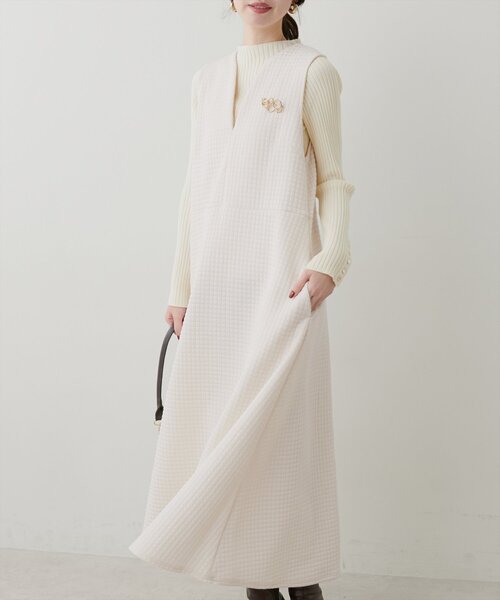 natural couture（ナチュラルクチュール）の「【mamamo】Wzipスクエアキルトカットワンピース（ワンピース・レディース・オフホワイト/チャコールグレー/ブラック・FREE）」の14枚目の写真