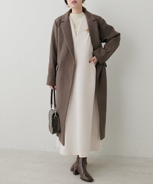 natural couture（ナチュラルクチュール）の「【mamamo】Wzipスクエアキルトカットワンピース（ワンピース・レディース・オフホワイト/チャコールグレー/ブラック・FREE）」の17枚目の写真