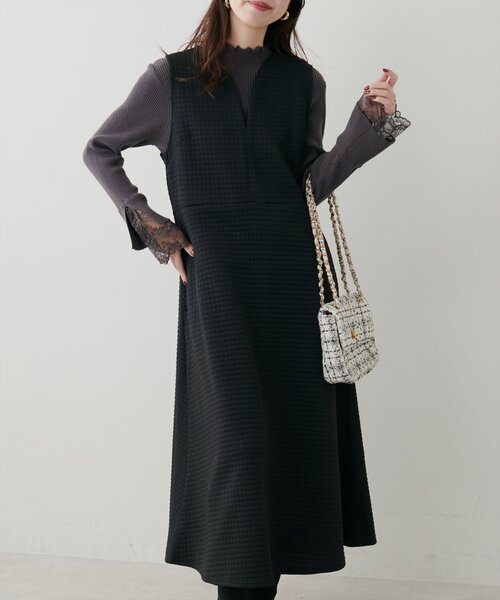 natural couture（ナチュラルクチュール）の「【mamamo】Wzipスクエアキルトカットワンピース（ワンピース・レディース・オフホワイト/チャコールグレー/ブラック・FREE）」の21枚目の写真