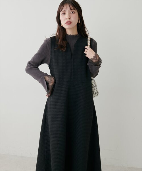 natural couture（ナチュラルクチュール）の「【mamamo】Wzipスクエアキルトカットワンピース（ワンピース・レディース・オフホワイト/チャコールグレー/ブラック・FREE）」の22枚目の写真