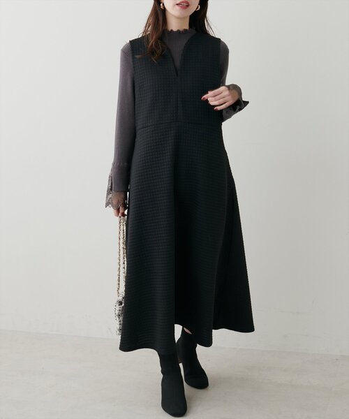 natural couture（ナチュラルクチュール）の「【mamamo】Wzipスクエアキルトカットワンピース（ワンピース・レディース・オフホワイト/チャコールグレー/ブラック・FREE）」の20枚目の写真