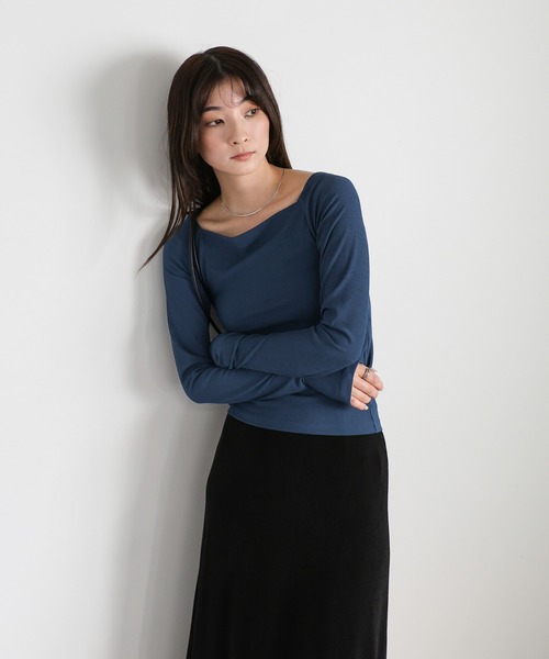 select MOCA（セレクトモカ）の「シアーリブオフショルダートップス（T