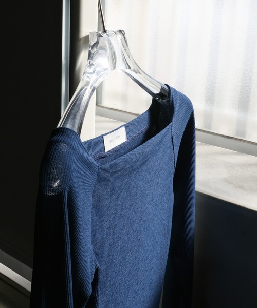 select MOCA(セレクトモカ)の「シアーリブオフショルダートップス(Tシャツ/カットソー・レディース・ブルー/ブラック/オフホワイト/カーキ/グレー・FREE)」の15枚目の写真