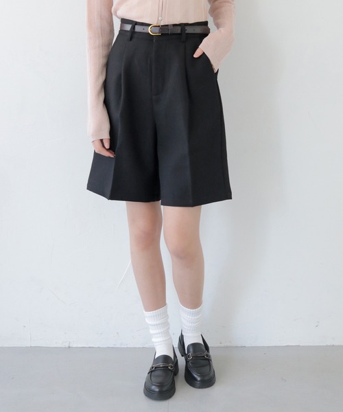 CLEIO（クレイオ）の「【CLEIO】ベルト付き　ハイウエストショートタックパンツ（その他パンツ・レディース・モカ/ベージュ/チャコールグレー/アイボリー/ブラック・FREE）」の4枚目の写真