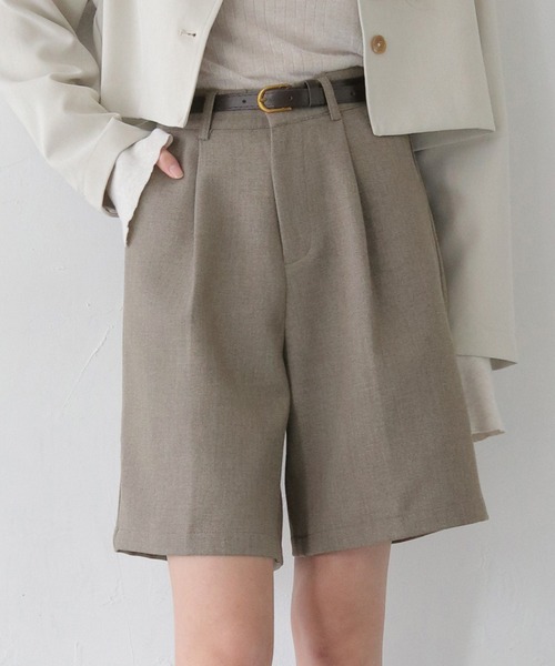 CLEIO（クレイオ）の「【CLEIO】ベルト付き　ハイウエストショートタックパンツ（その他パンツ・レディース・モカ/ベージュ/チャコールグレー/アイボリー/ブラック・FREE）」の2枚目の写真