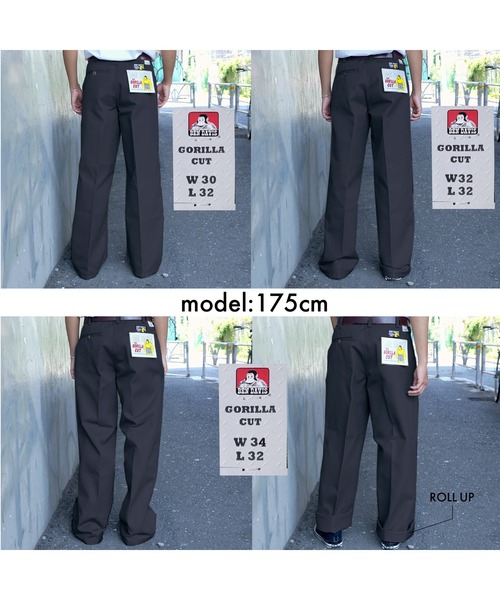 【新品試着のみ】BEN DAVIS　ゴリラカットパンツ　ブラック BEN DAVIS ベンデイビス ゴリラカット ワークパンツ GORILLA CUT