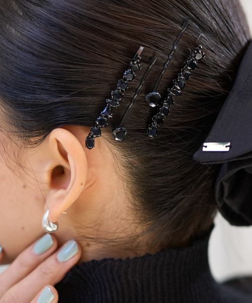 heyep　BLACK ヘアピン 2個セット 楽天市場】heyep(ヘイップ)Logo＆Emblem Hair Clips 2Piece Set