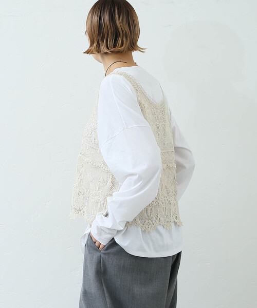 JOURNAL STANDARD LUXE(ジャーナルスタンダード ラックス)の「《追加》レースMIX ノースリーブブラウス(シャツ/ブラウス・レディース・ブラック/アイボリー・FREE)」の21枚目の写真