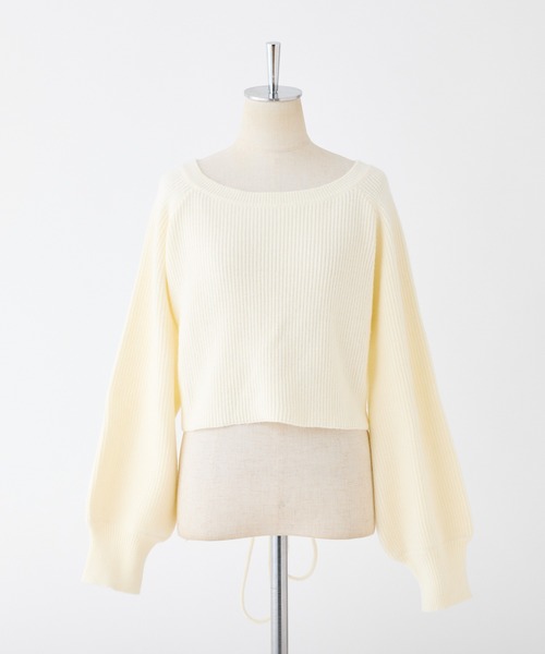 one after another NICE CLAUP（ワンアフターアナザーナイスクラップ）の「【WEB限定】バックレースアップニット（ニット/セーター・レディース・レッド/ベージュ/グレー/アイボリー・FREE）」の9枚目の写真