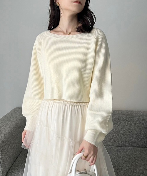 one after another NICE CLAUP（ワンアフターアナザーナイスクラップ）の「【WEB限定】バックレースアップニット（ニット/セーター・レディース・レッド/ベージュ/グレー/アイボリー・FREE）」の19枚目の写真