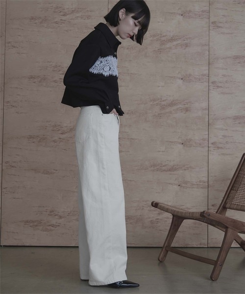 miette（ミエット）の「ワイドデニムパンツ（デニムパンツ・レディース・ブラウン/ライトブルー/ライトグレー/オフホワイト・S/M）」の16枚目の写真