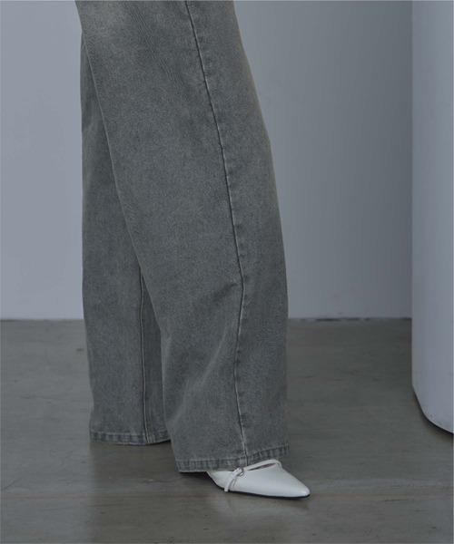 miette（ミエット）の「ワイドデニムパンツ（デニムパンツ・レディース・ブラウン/ライトブルー/ライトグレー/オフホワイト・S/M）」の9枚目の写真