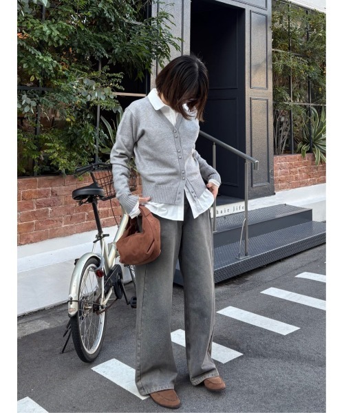 miette（ミエット）の「ワイドデニムパンツ（デニムパンツ・レディース・ブラウン/ライトブルー/ライトグレー/オフホワイト・S/M）」の14枚目の写真