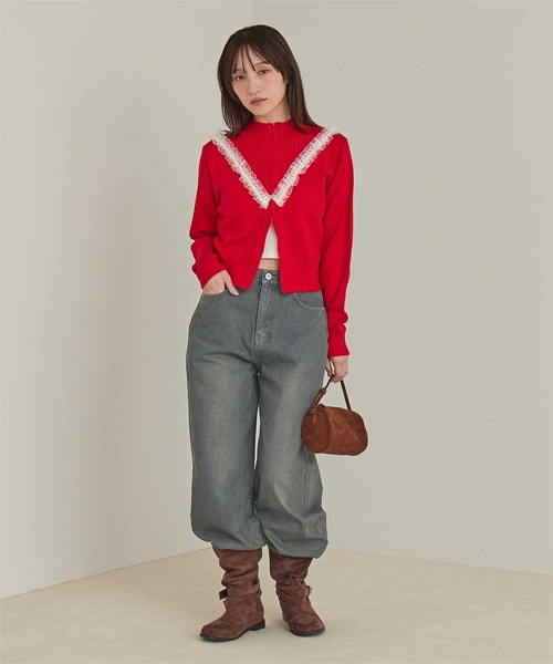 miette(ミエット)の「ワイドデニムパンツ(デニムパンツ・レディース・ライトグレー/ブラウン/ライトブルー/オフホワイト・S/M)」の11枚目の写真